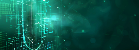 Das digitale Schutzschild-Symbol steht als Metapher für Datensicherheit.